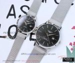 Perfect Replica Longines Black Dial Stainless Steel Mesh Band Automatic Couple Watch 